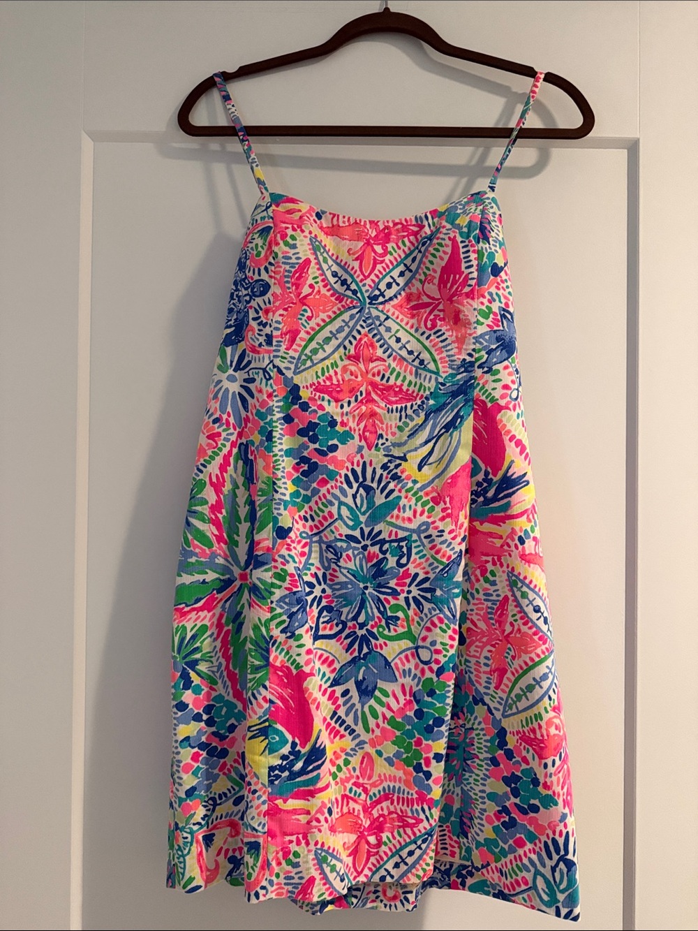Bright Floral Sundress in Hot Pink, Blue & Green